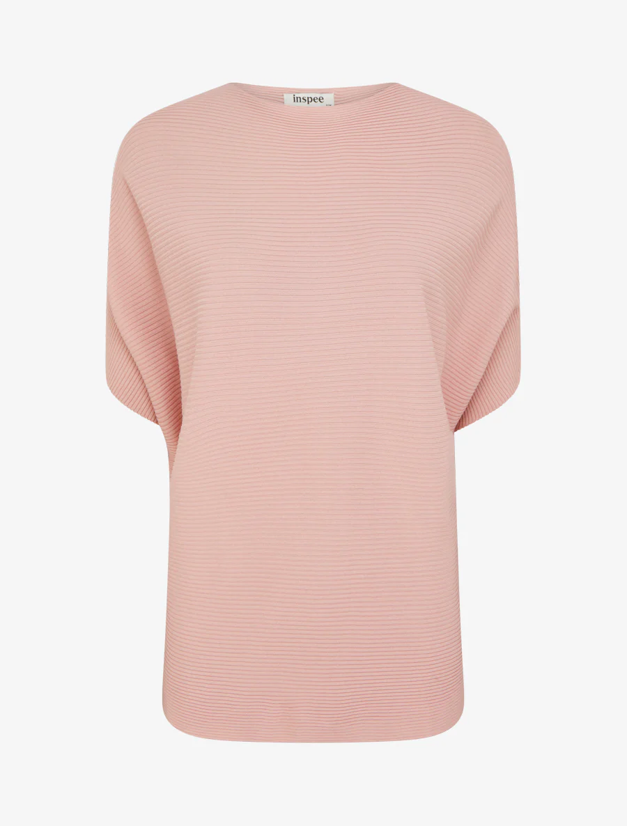 Top uni texturé à manches courtes - Rose