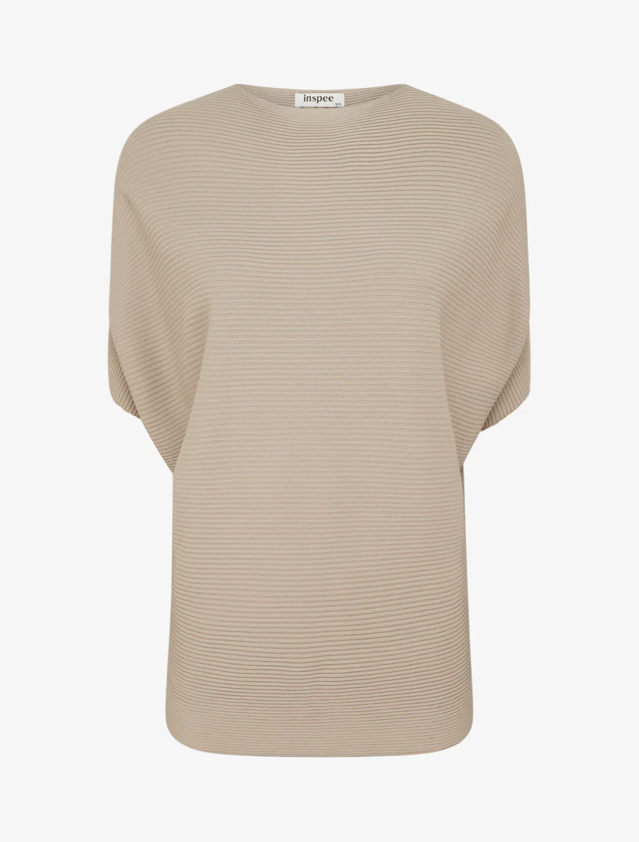 Top uni texturé à manches courtes - Taupe