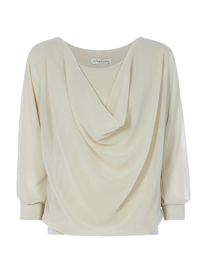 Top voile à col bénitier - beige