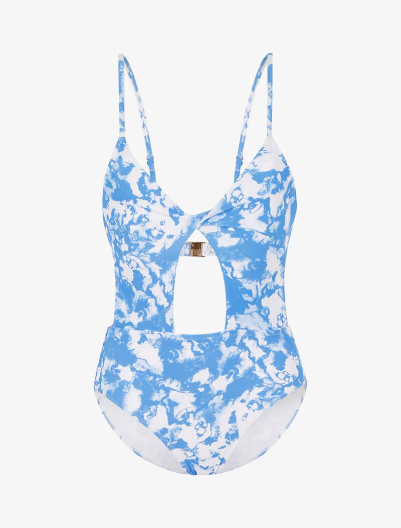 Trikini à imprimé délavé - bleu/blanc
