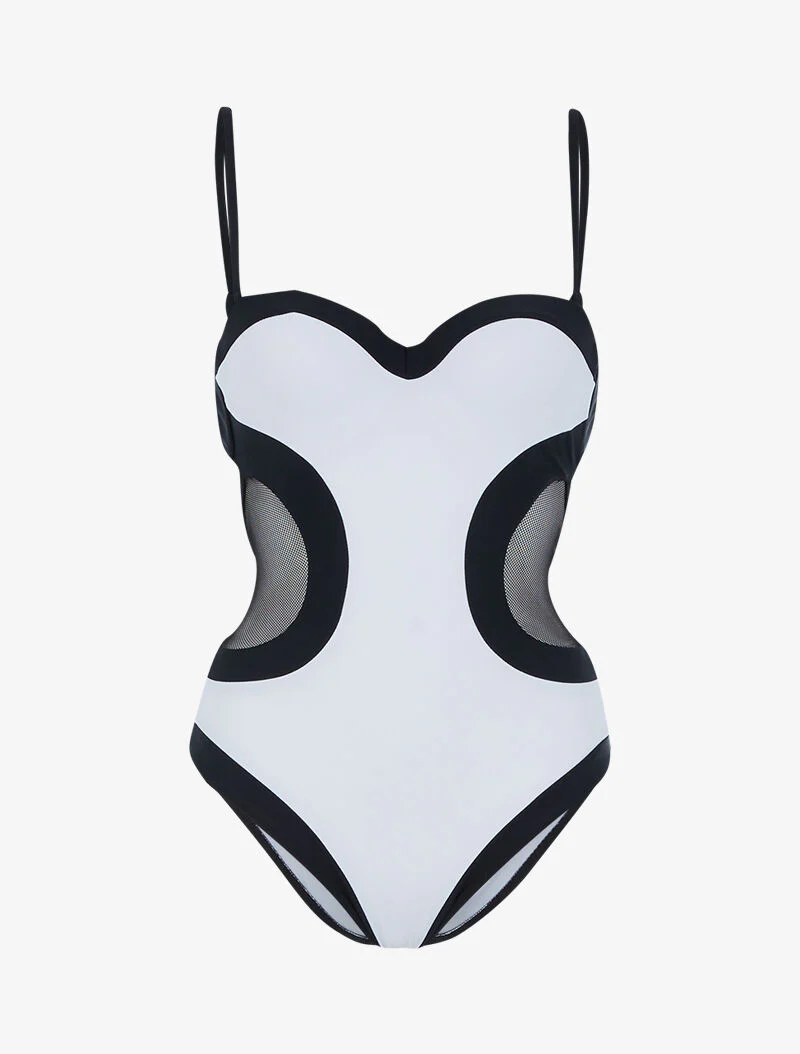 Trikini color block - blanc/noir - blanc et noir