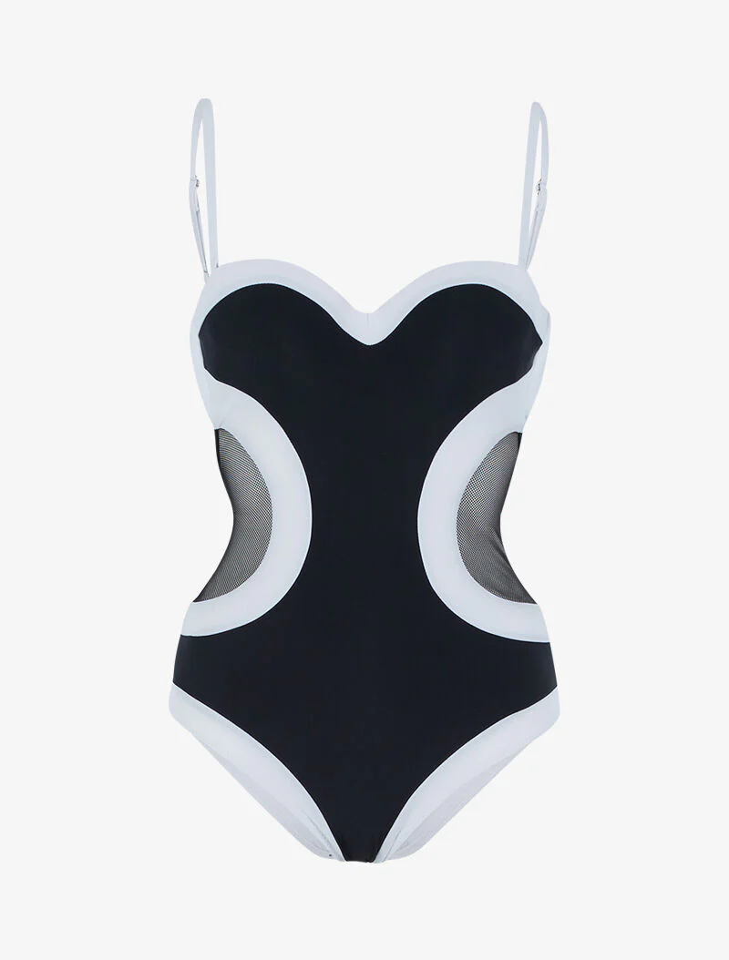 Trikini color block - noir/blanc