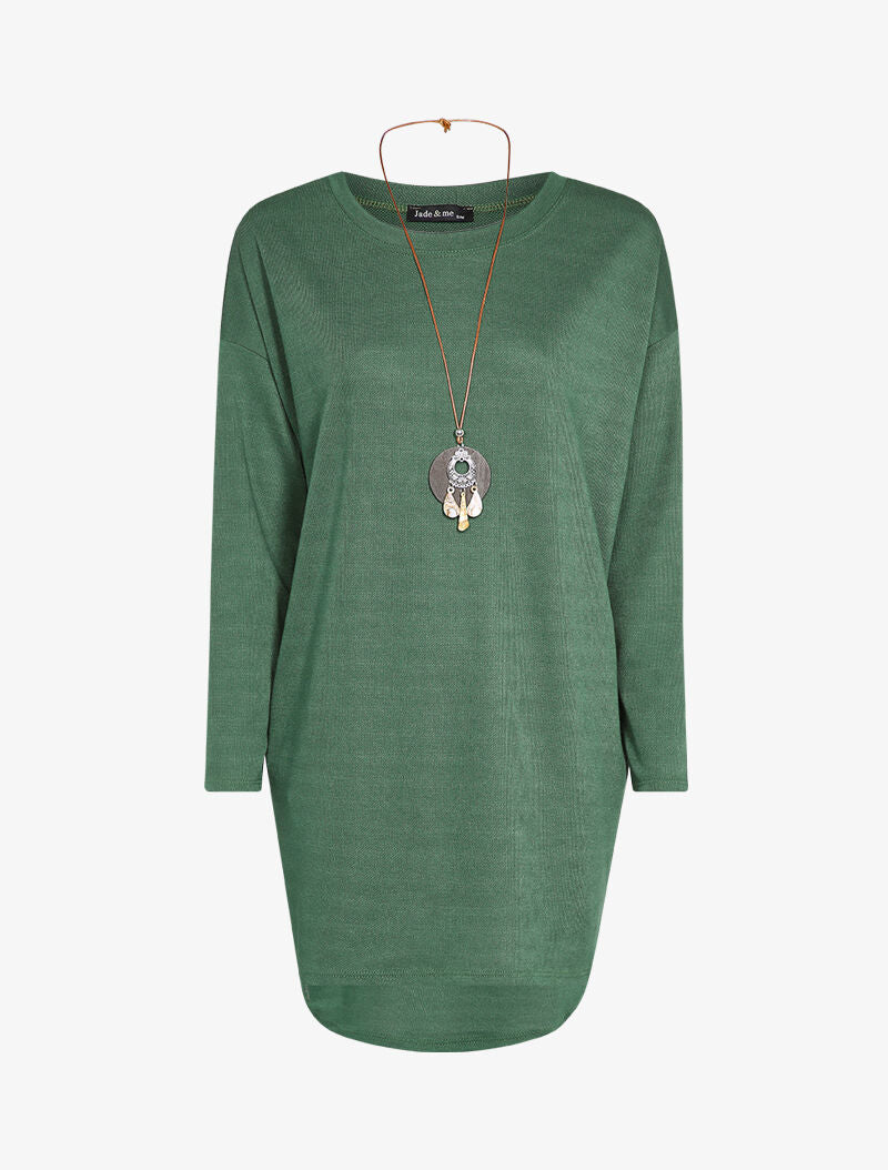 Tunique à dos long et poches - Vert