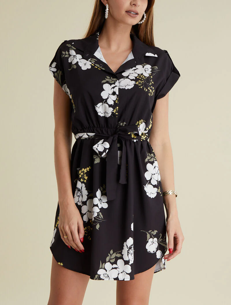 Tunique à imprimé floral - noir