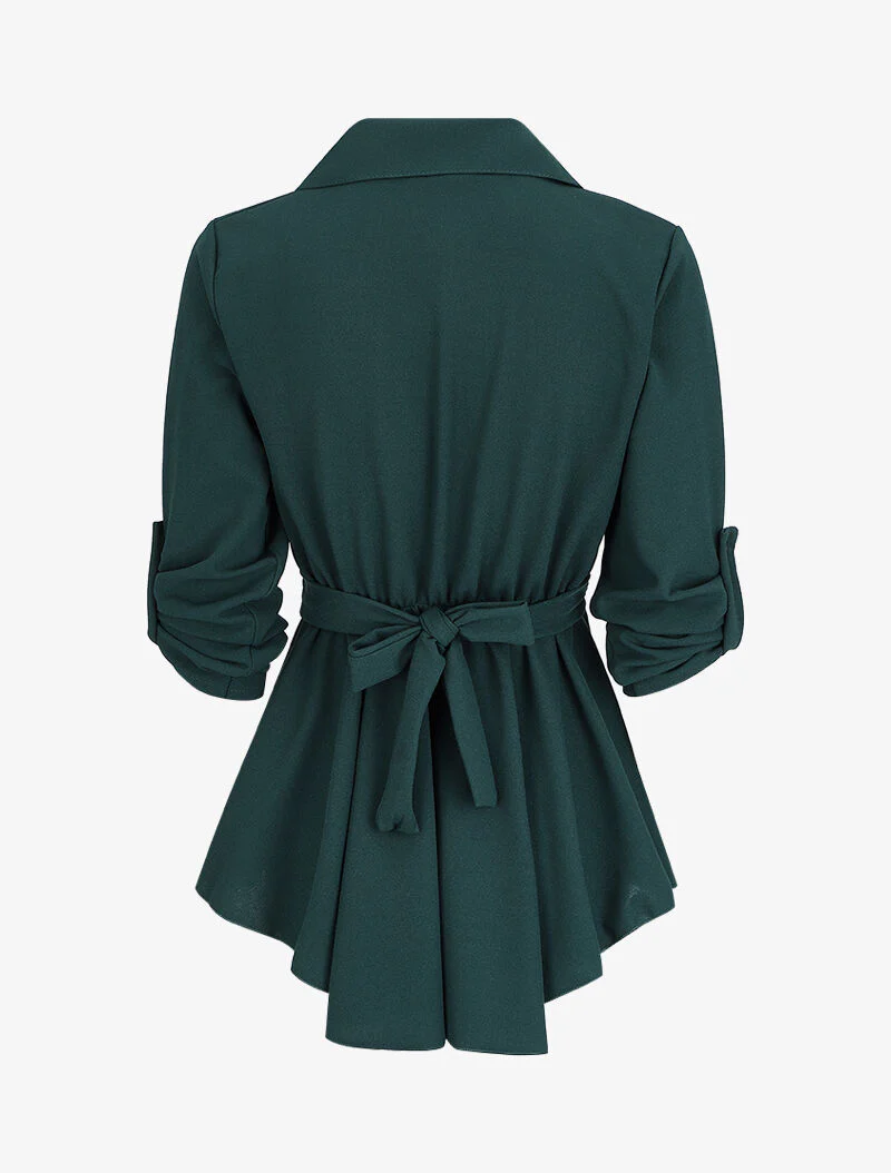 Tunique asymétrique à boucle stylisée - Vert - Image 2