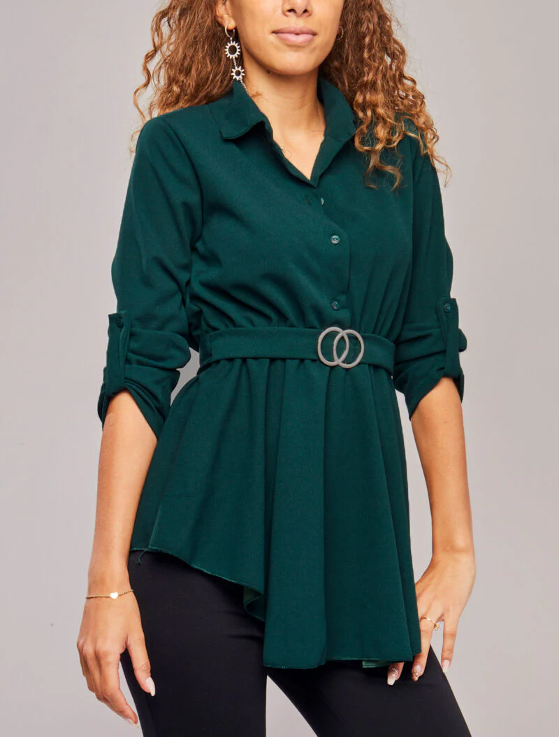 Tunique asymétrique à boucle stylisée - Vert - Image 4