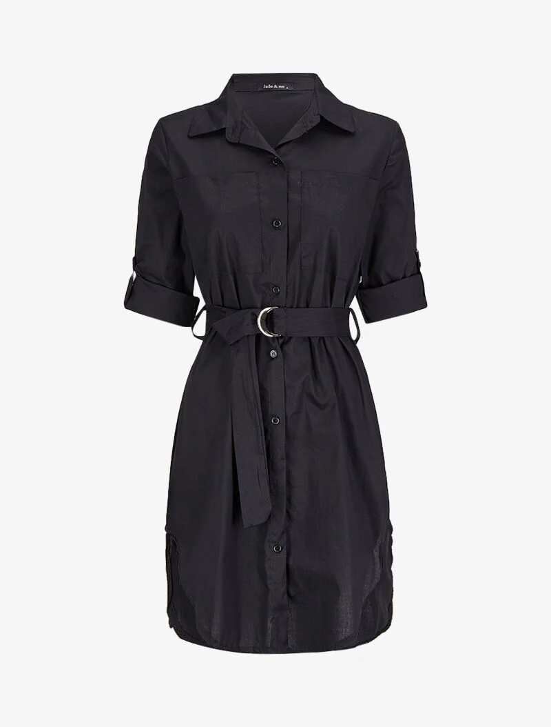 Tunique façon chemise unie - Noir