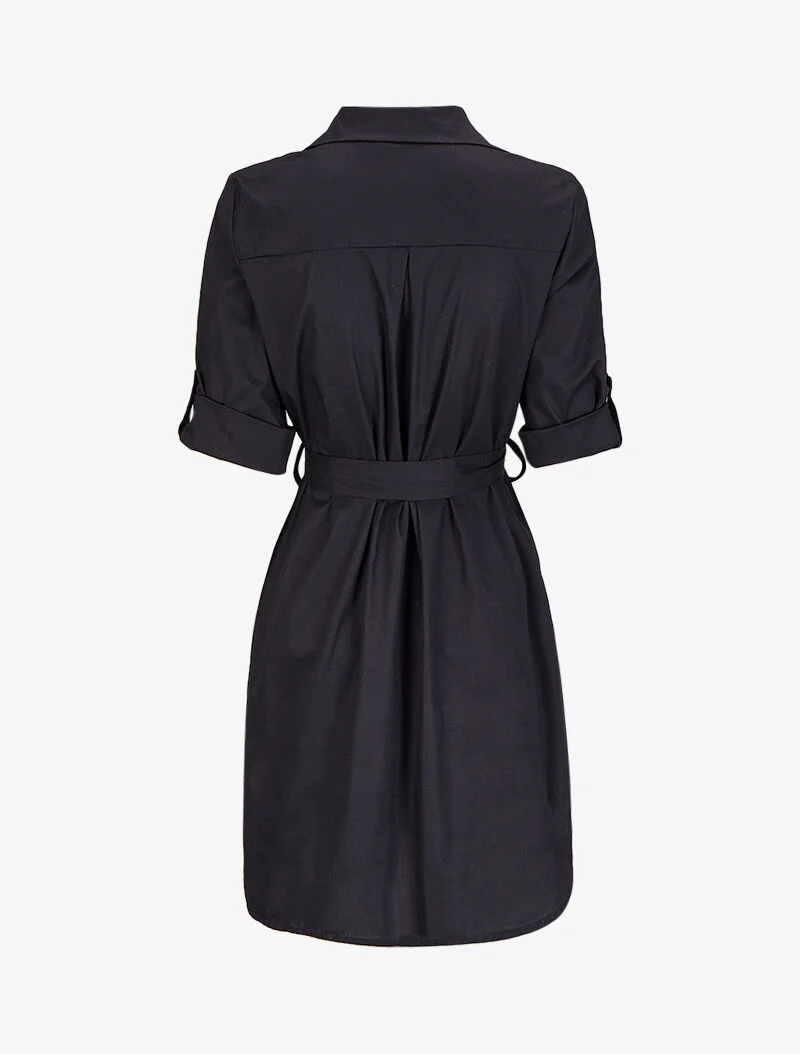 Tunique façon chemise unie - Noir - Image 2