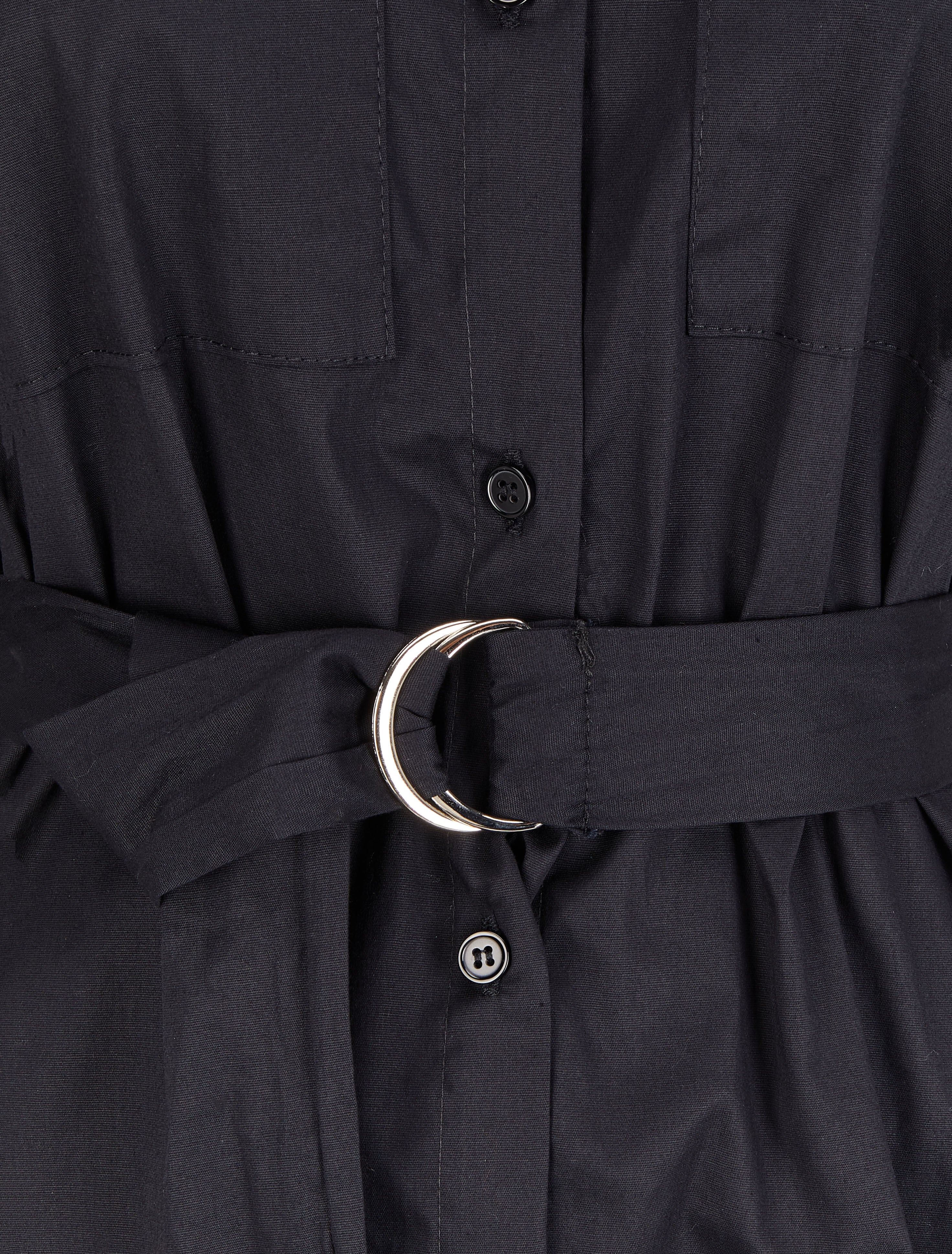 Tunique façon chemise unie - Noir - Image 3