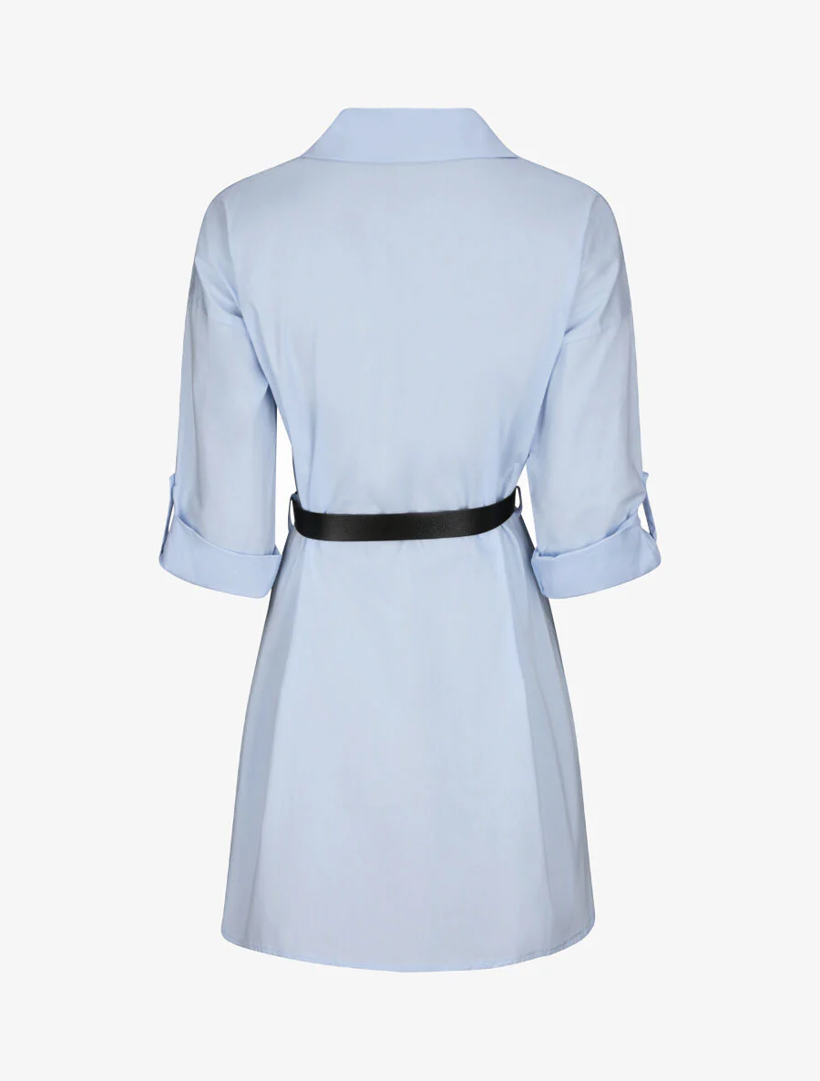 Tunique style chemise unie - Bleu ciel - Image 2