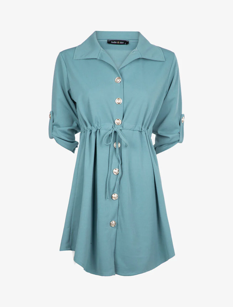 Tunique style robe chemise - Turquoise