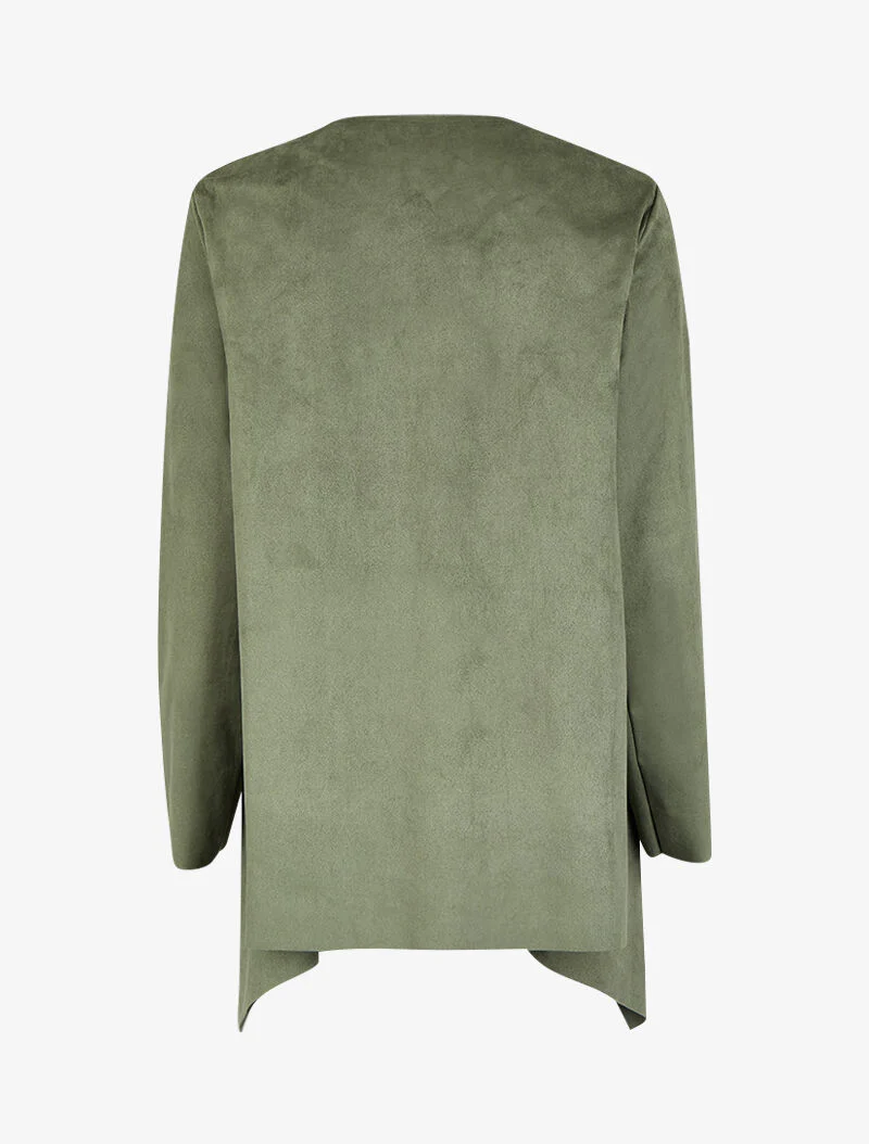 Veste 3/4 suédée à pans asymétriques - Kaki - Image 2