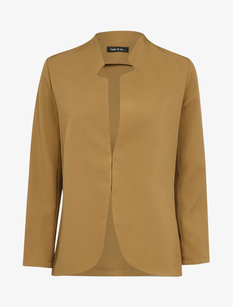 Veste à col biseauté et bords arrondis - Camel