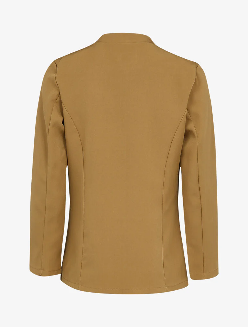 Veste à col biseauté et bords arrondis - Camel - Image 2