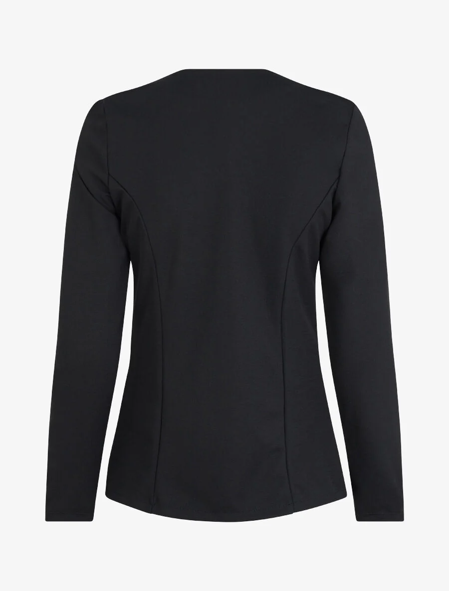 Veste à col biseauté et poches zippées - Noir - Image 2