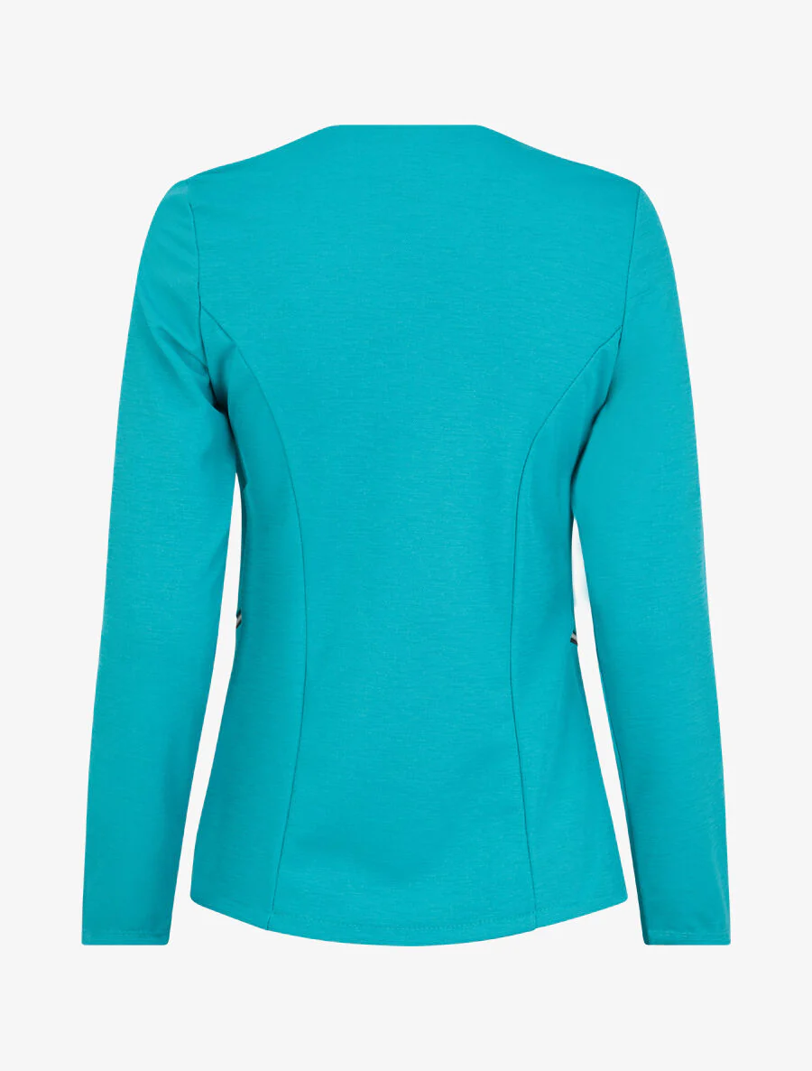 Veste à col biseauté et poches zippées - Turquoise - Image 2