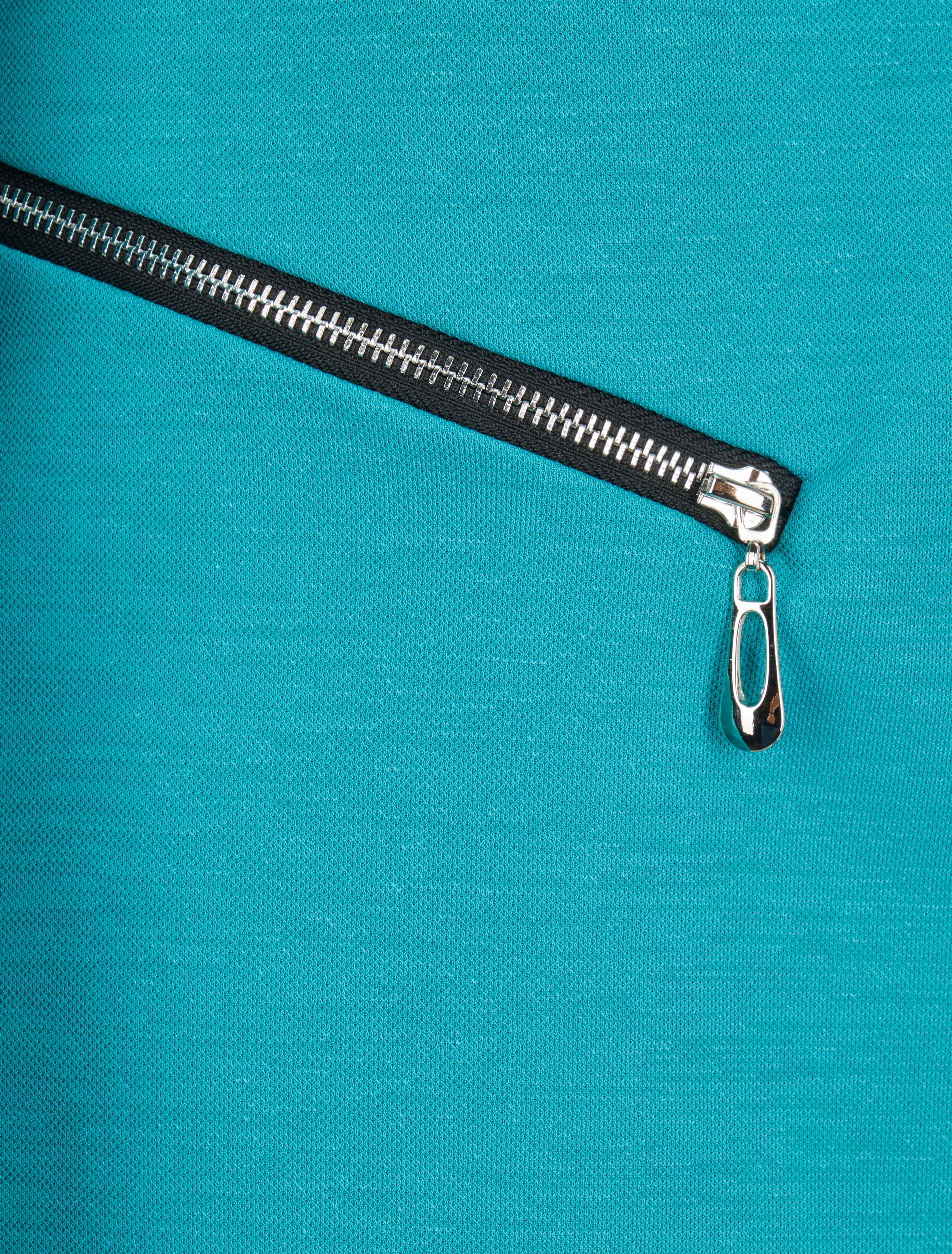 Veste à col biseauté et poches zippées - Turquoise - Image 3