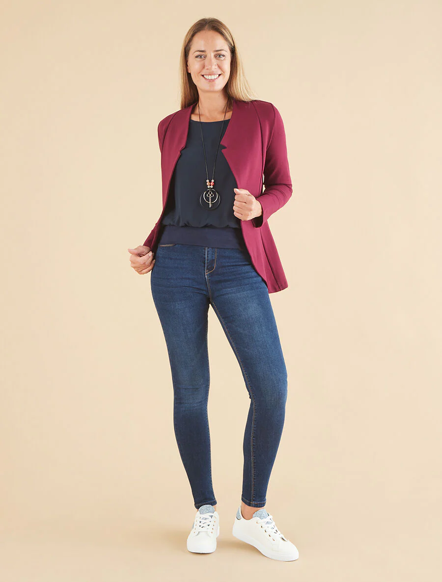 Veste à col biseauté - Pourpre - Image 4