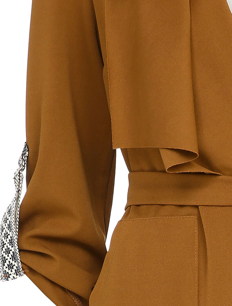 Veste à col châle asymétrique - Camel - Image 3