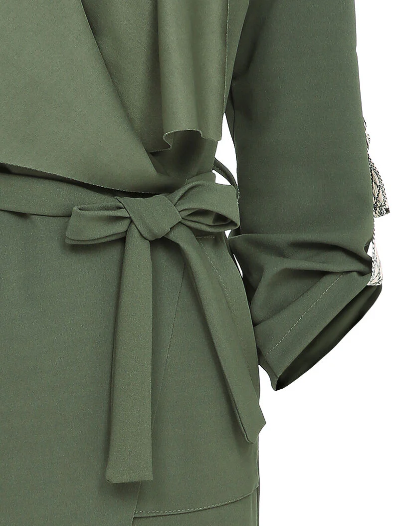 Veste à col châle asymétrique - Vert olive - Image 3