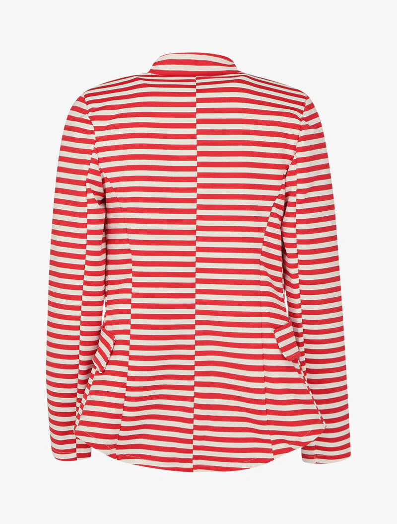 Veste à imprimé rayé et col mao - Rouge - Image 2
