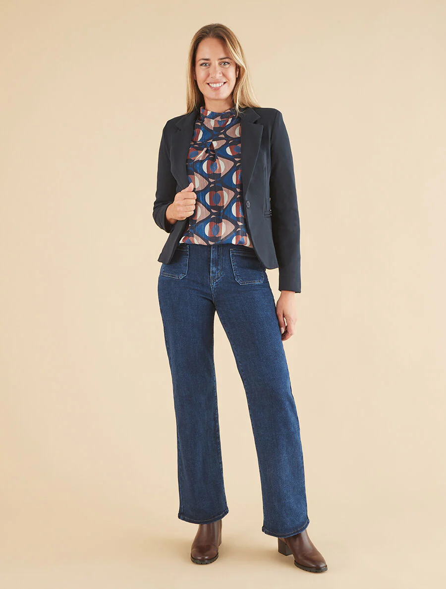 Veste ajustée à col cranté - Marine - Image 4