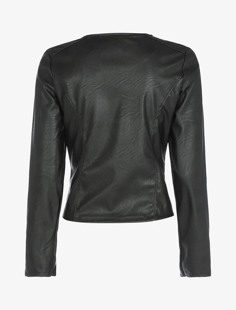 Veste ajustée en simili - noir - Image 2