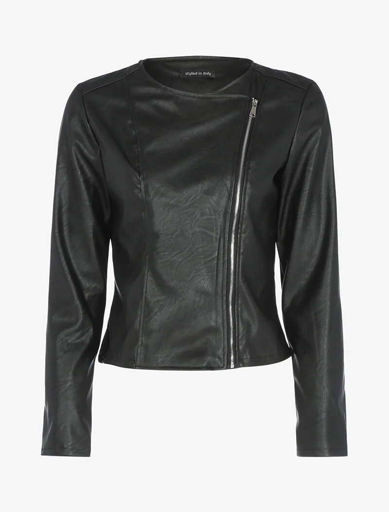 Veste ajustée en simili - Noir