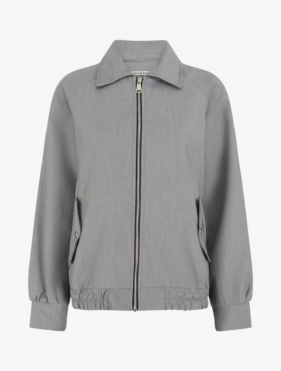 Veste ample zippée à bords élastiqués - Gris