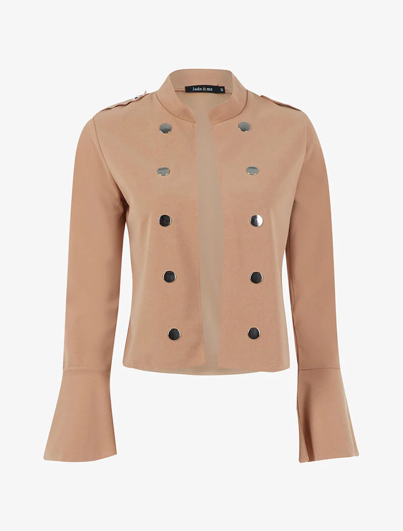 Veste boutonnée à bords coupe franche - camel