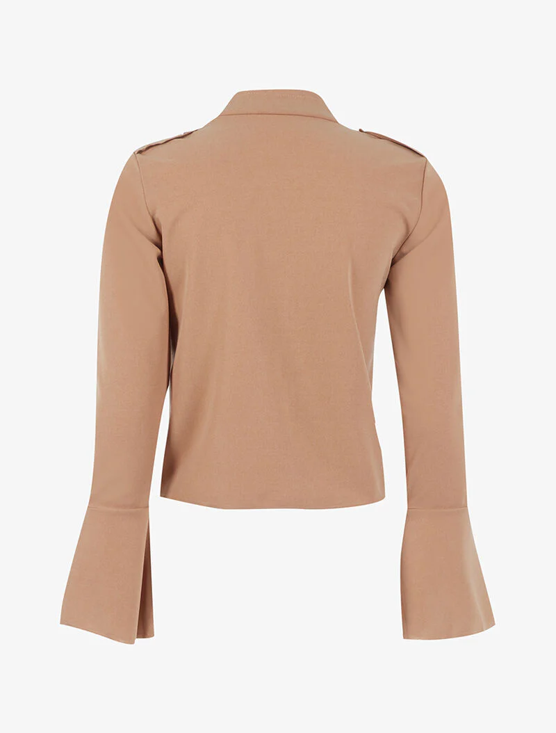 Veste boutonnée à bords coupe franche - camel - Image 2
