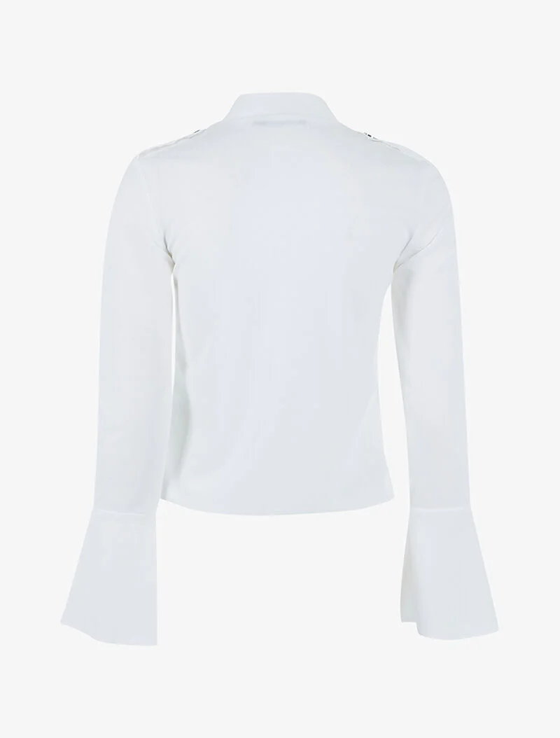 Veste boutonnée à bords coupe franche - blanc - Image 3