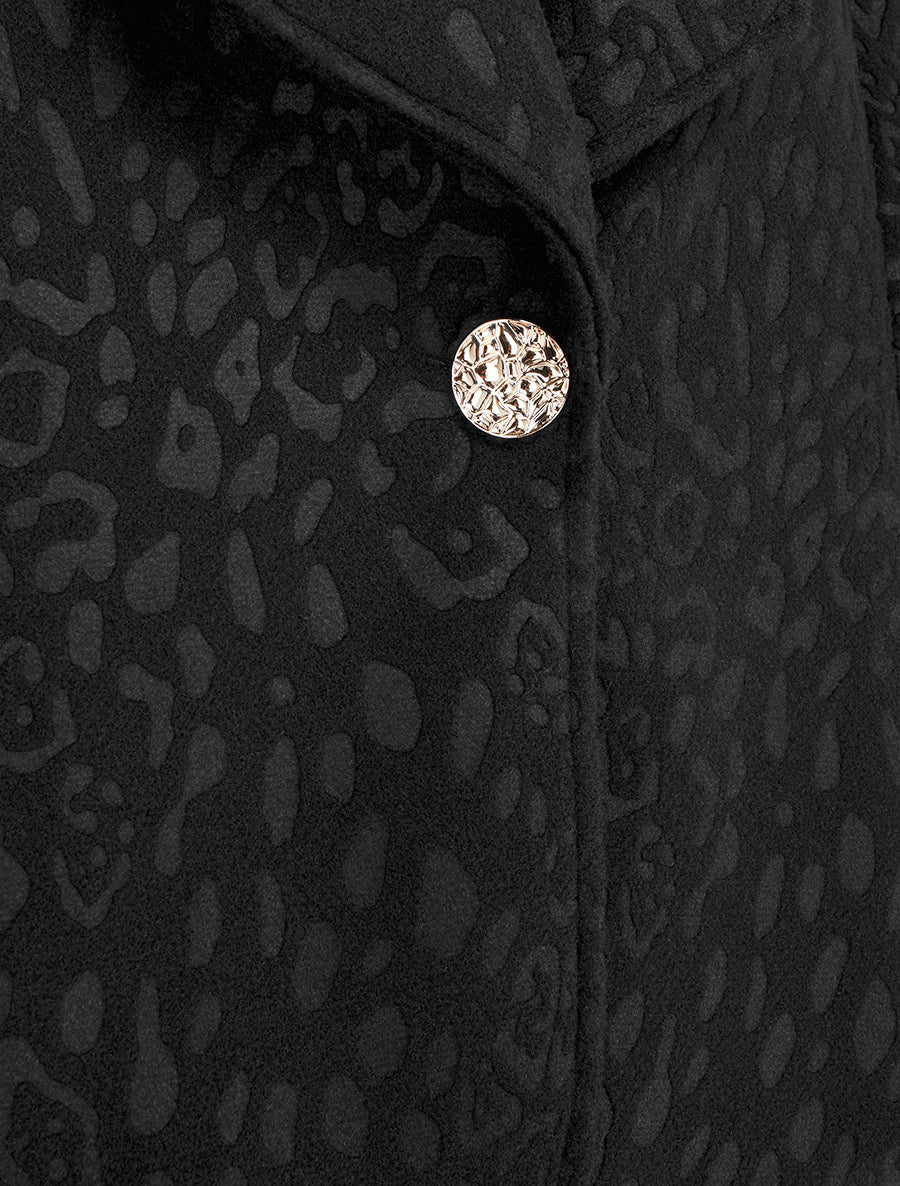 Veste boutonnée à motif léopard - Noir - Image 3