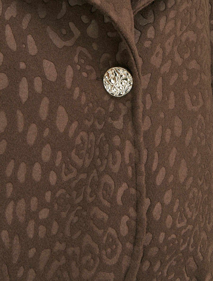 Veste boutonnée à motif léopard - Marron - Image 3