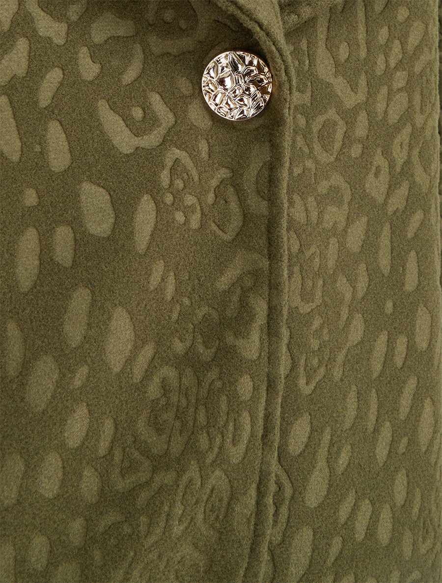 Veste boutonnée à motif léopard - Kaki - Image 3