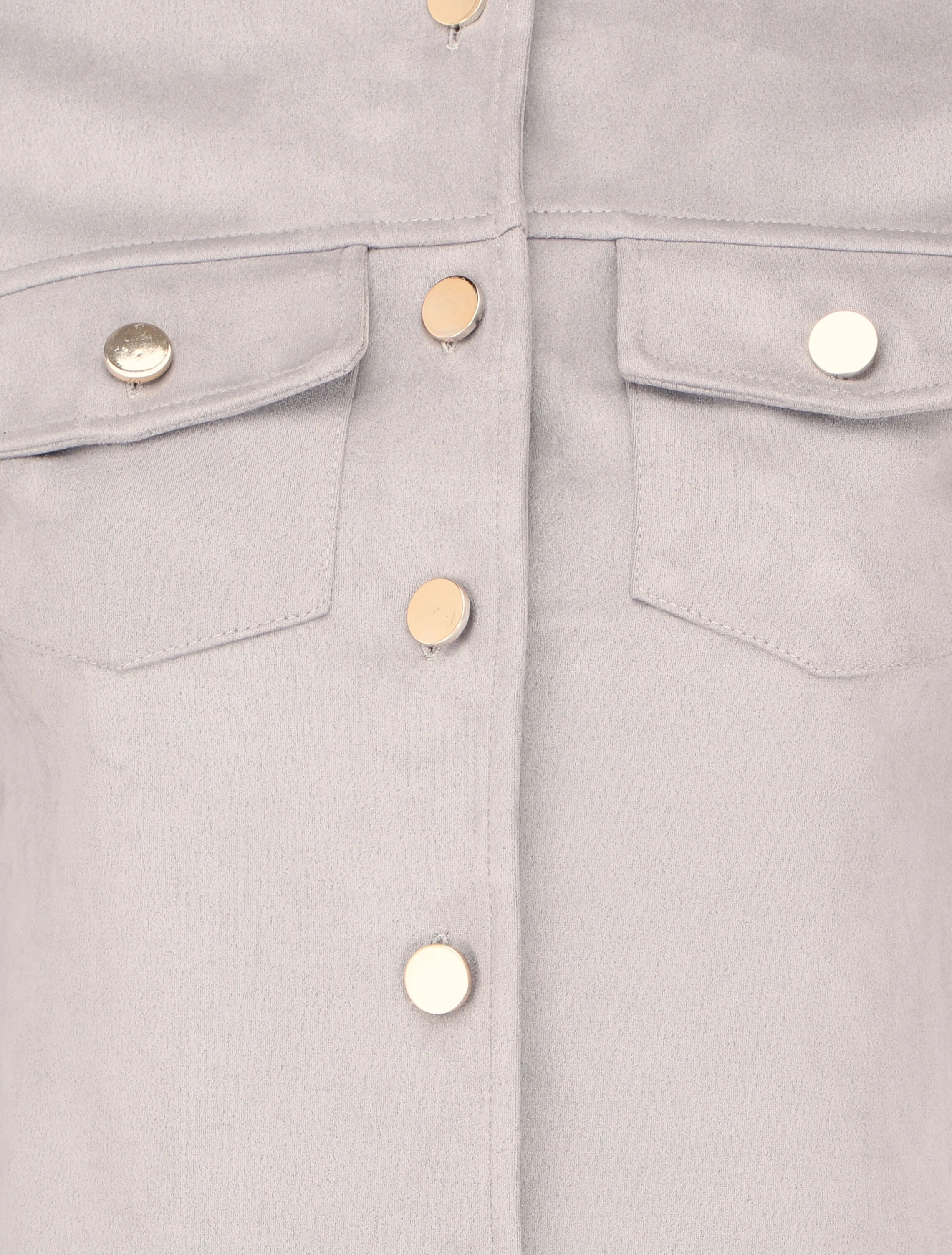 Veste boutonnée en suédine à poches à rabats - Gris clair - Image 3