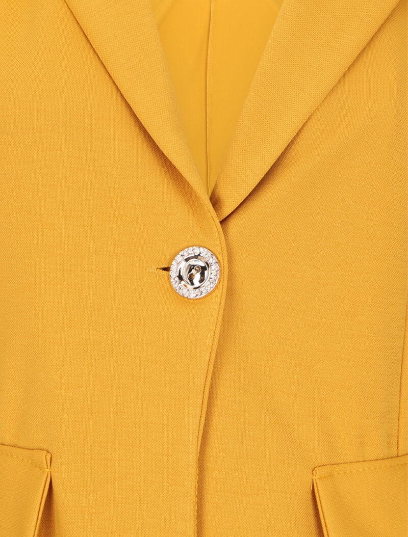 Veste cintrée à col cranté - Jaune - Image 3
