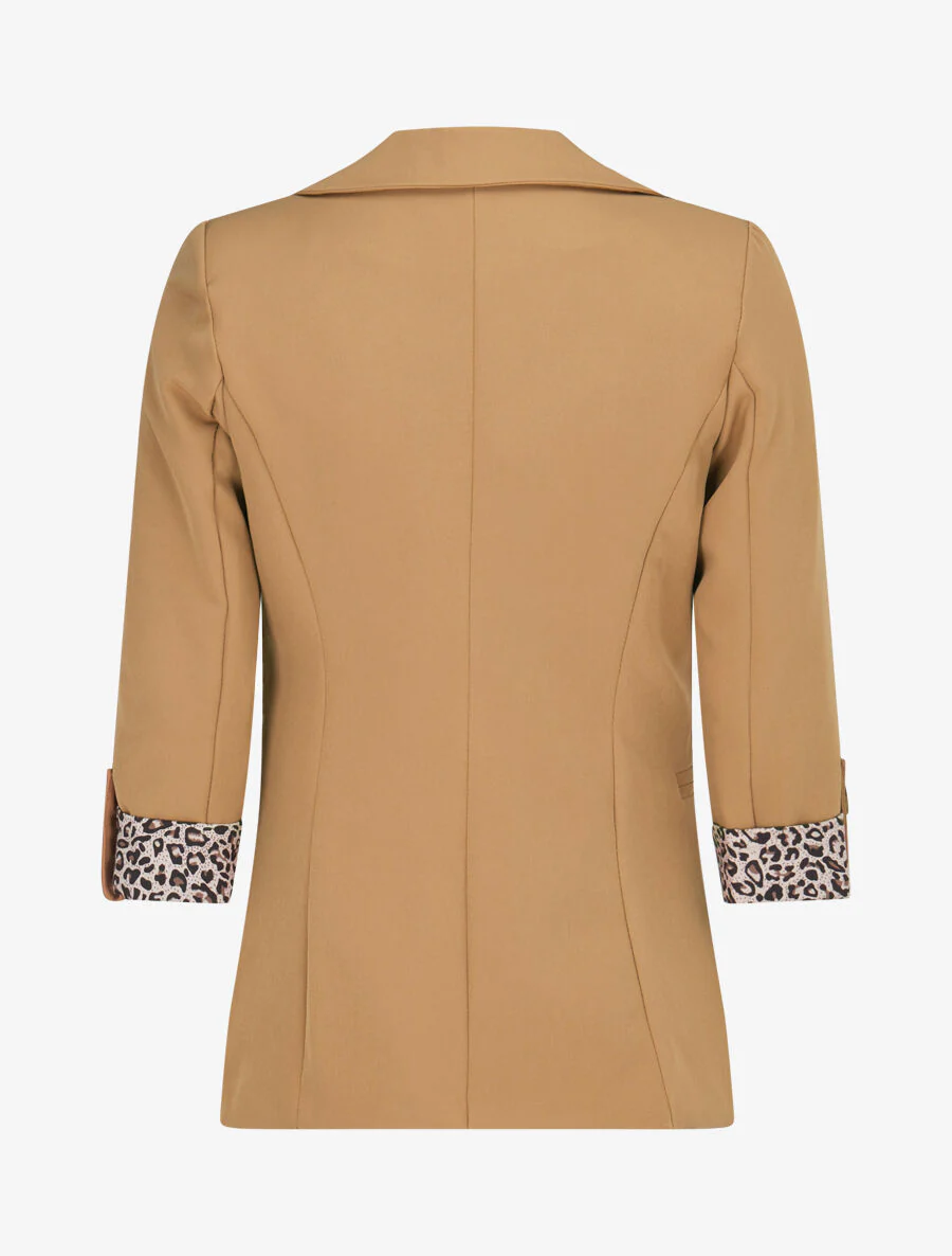 Veste cintrée à rabat léopard - Beige foncé - Image 2
