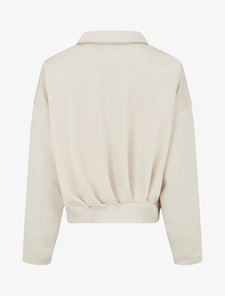 Veste coupe boule zippée effet froncé - Beige - Image 2