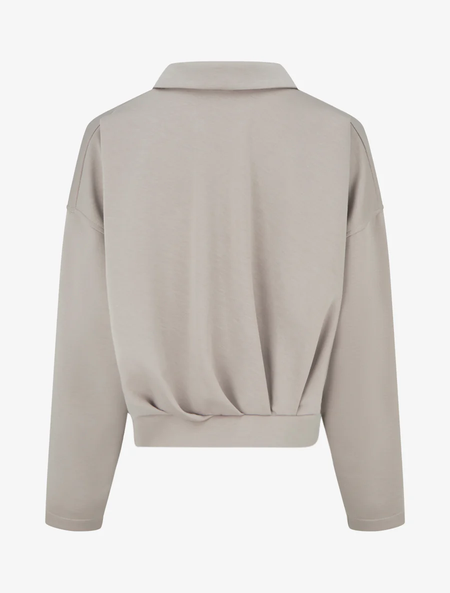 Veste coupe boule zippée effet froncé - Taupe - Image 2