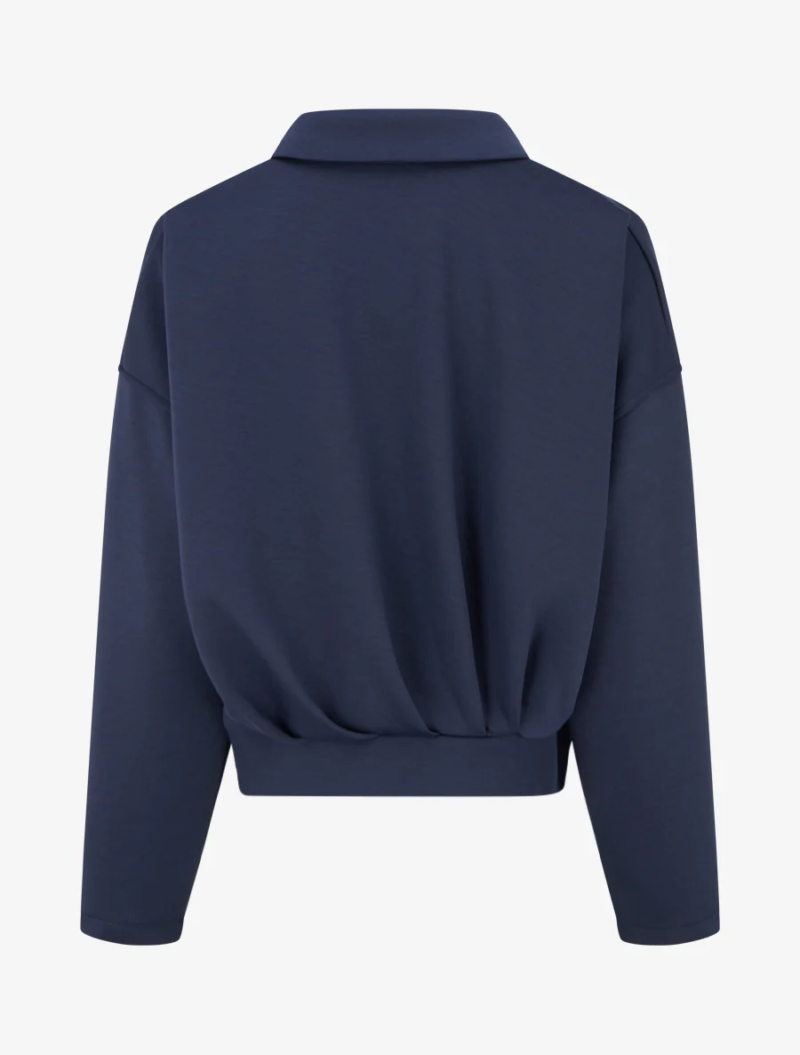 Veste coupe boule zippée effet froncé - Marine - Image 2