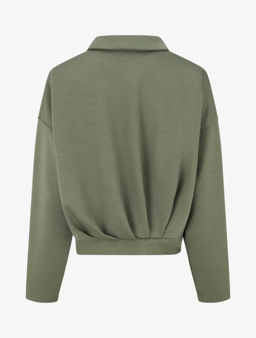 Veste coupe boule zippée effet froncé - Kaki - Image 2