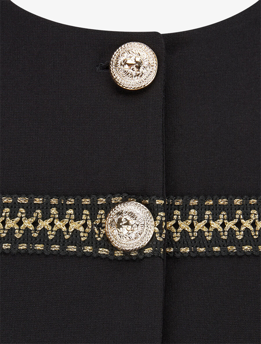 Veste courte à bandes stylisées dorées - Noir - Image 3
