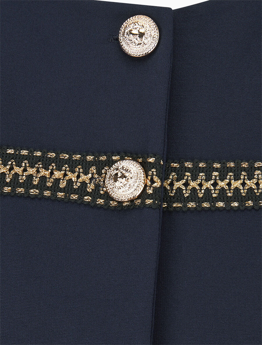 Veste courte à bandes stylisées dorées - Marine - Image 3