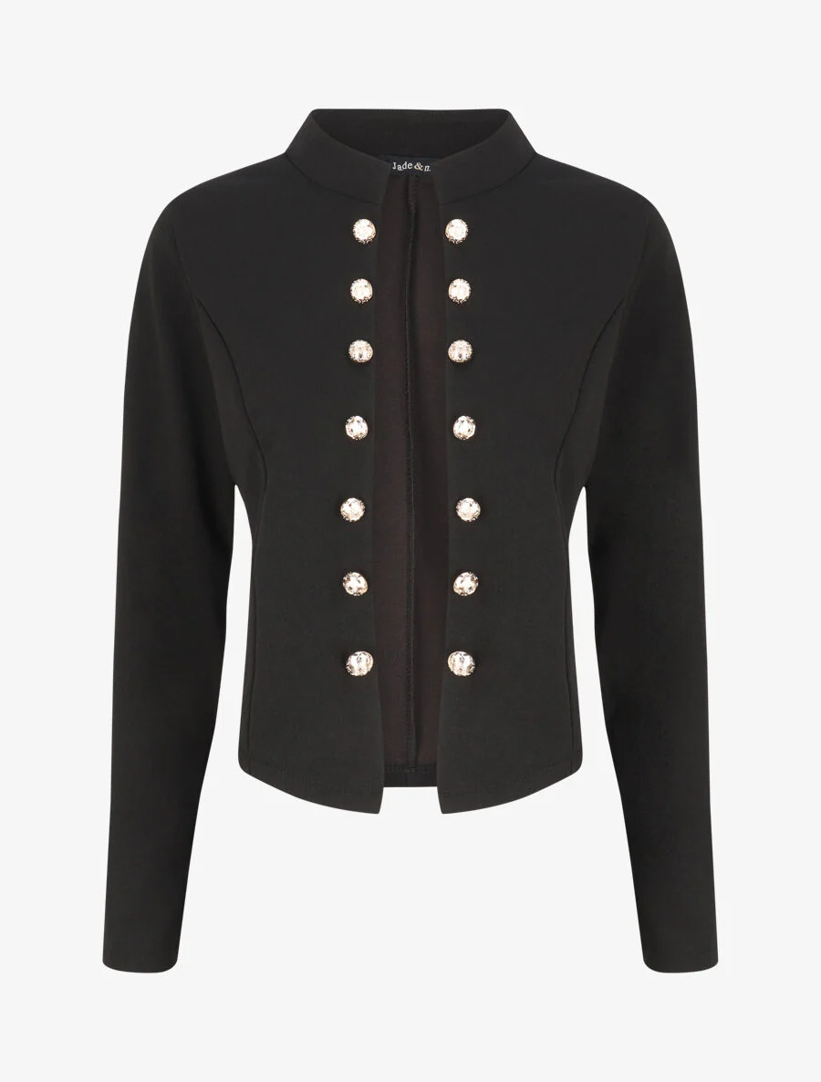 Veste courte à boutons stylisés dorés - Noir