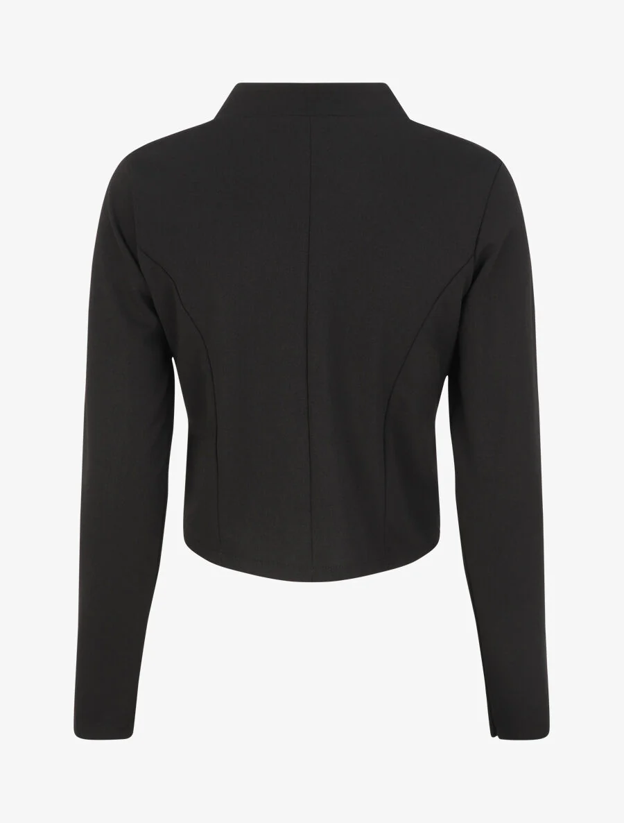 Veste courte à boutons stylisés dorés - Noir - Image 2