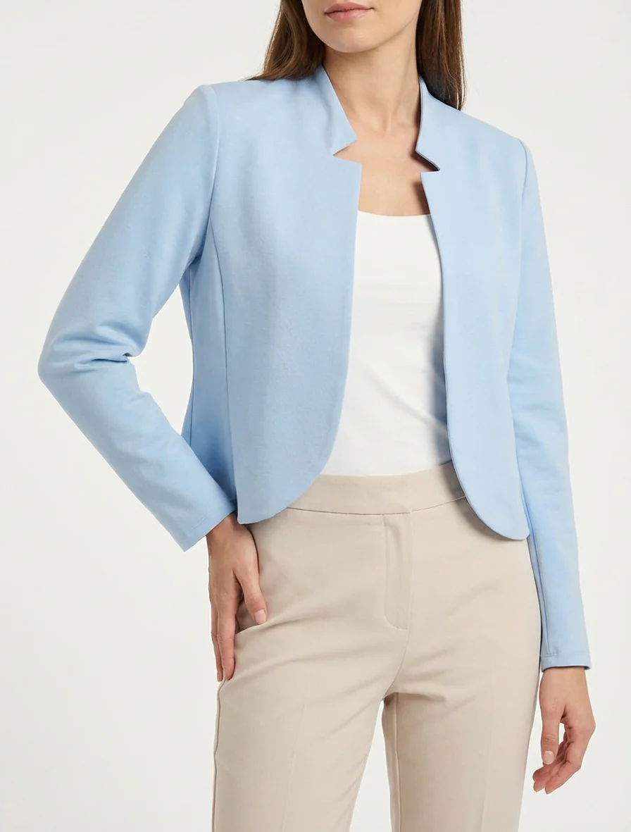 Veste courte à col cranté - Bleu ciel - Image 4