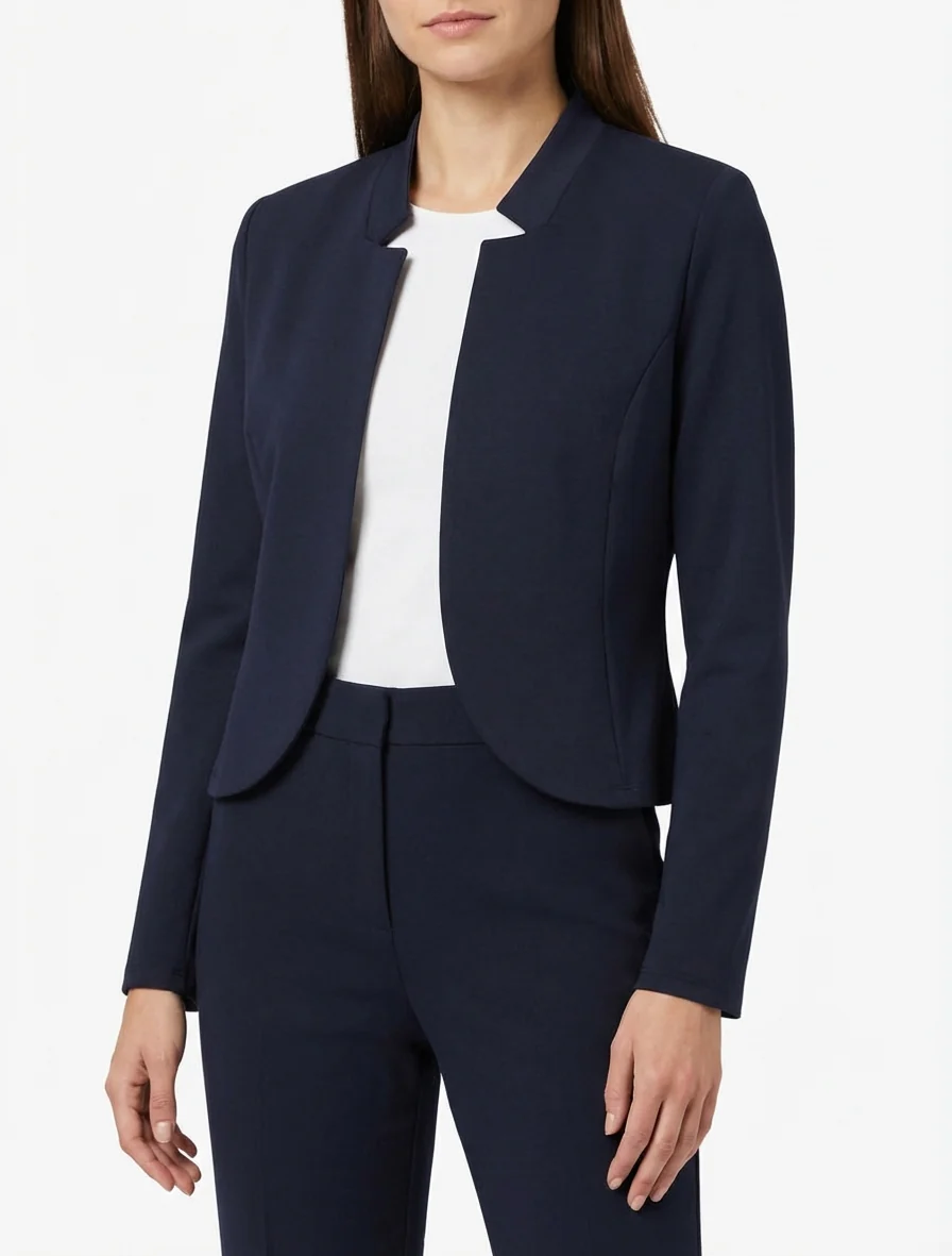 Veste courte à col cranté - Marine - Image 4