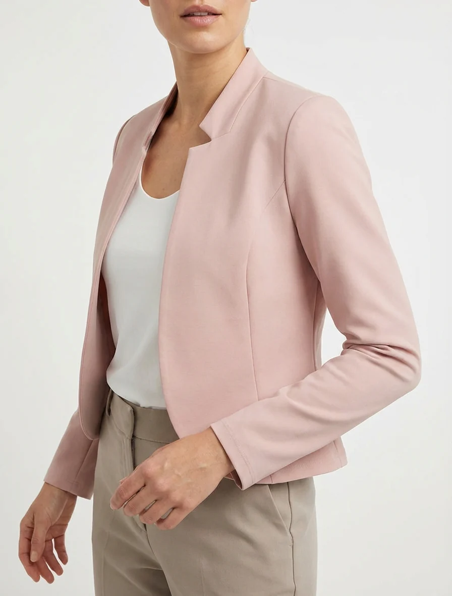 Veste courte à col cranté - Rose - Image 4