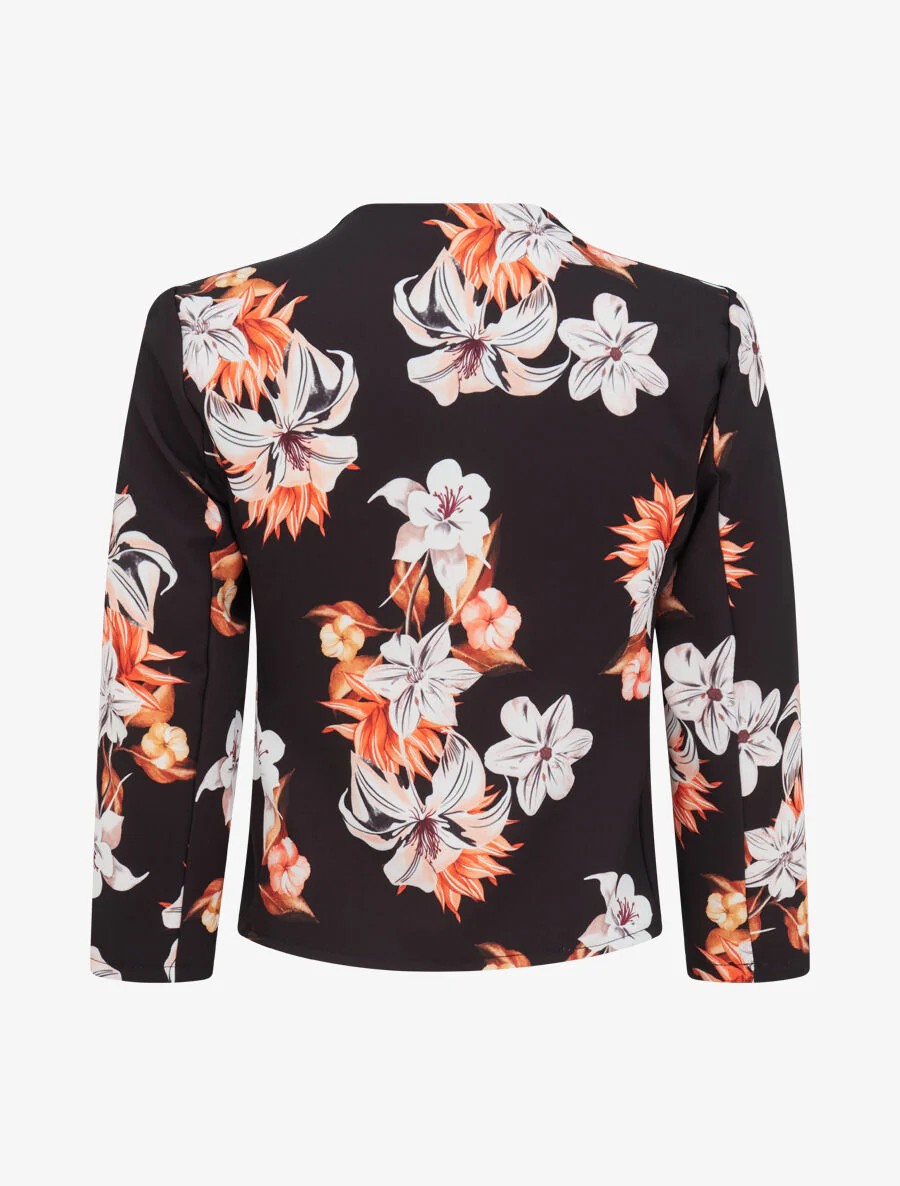 Veste courte à imprimé fleurs de lys - Noir - Image 2